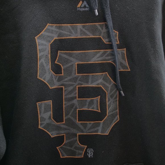 Majestic San Francisco Giants Hoodie Mens Large Tall Black‎ Orange Sweatshirt - Picture 3 of 9